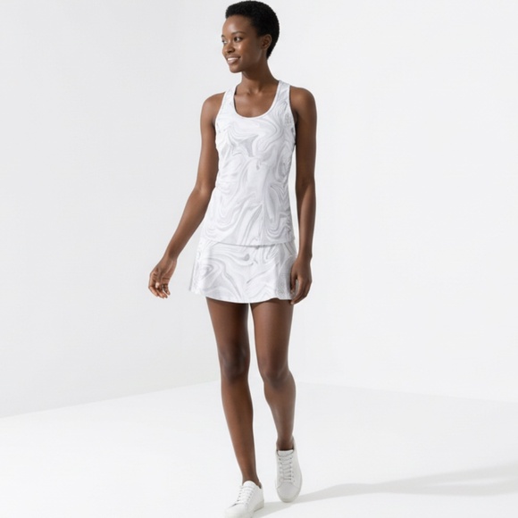 Fila "Marble" Effect Print Tank Top and Flared Skort Tennis Outfit Size Small - Picture 1 of 4